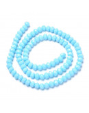 Rondelle faceteado. 3x2 milímetros. CYAN. 0,8 mm perforación. 165 uds hilo (aprox). 1 hilo.