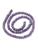 Rondelle faceteado. 3x2 milímetros. MEDIUM PURPLE. 0,8 mm perforación. 165 uds hilo (aprox). 1 hilo.