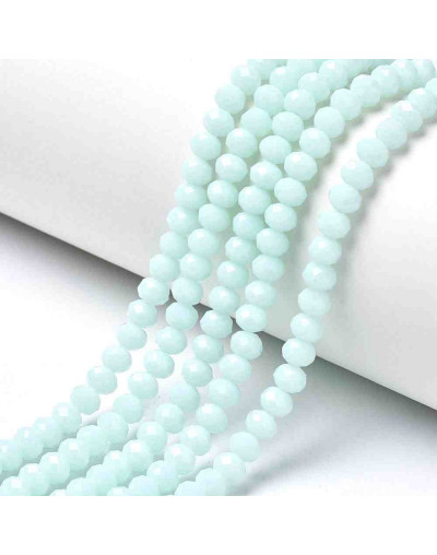 Rondelle faceteado. 3x2 milímetros. CYAN. 0,8 mm perforación. 165 uds hilo (aprox). 1 hilo.