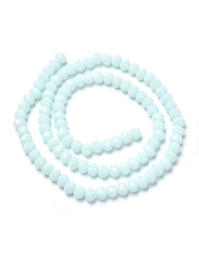 Rondelle faceteado. 3x2 milímetros. CYAN. 0,8 mm perforación. 165 uds hilo (aprox). 1 hilo.