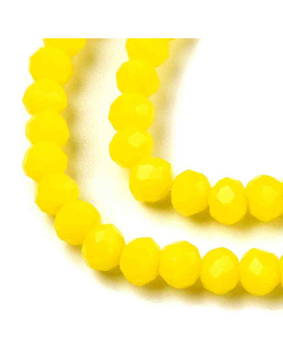 Rondelle faceteado. 3x2 milímetros. YELLOW. 0,8 mm perforación. 165 uds hilo (aprox). 1 hilo.
