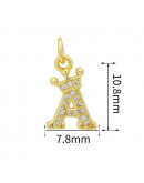 Letra "A"+Corona. Aleación+Zirconia. Baño 18K Gold. 11 milímetros. 5 mm arandela. 1 unidad. Letra "A"+Corona. Aleación+Zirconia. Baño 18K Gold. 11 milímetros. 5 mm arandela. 1 unidad.