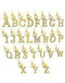 Letra "F"+Corona. Aleación+Zirconia. Baño 18K Gold. 11 milímetros. 5 mm arandela. 1 unidad.