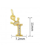 Letra "I"+Corona. Aleación+Zirconia. Baño 18K Gold. 11 milímetros. 5 mm arandela. 1 unidad.