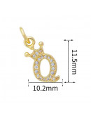 Letra "Q"+Corona. Aleación+Zirconia. Baño 18K Gold. 11 milímetros. 5 mm arandela. 1 unidad. Letra "Q"+Corona. Aleación+Zirconia. Baño 18K Gold. 11 milímetros. 5 mm arandela. 1 unidad.