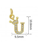 Letra "U"+Corona. Aleación+Zirconia. Baño 18K Gold. 11 milímetros. 5 mm arandela. 1 unidad. Letra "U"+Corona. Aleación+Zirconia. Baño 18K Gold. 11 milímetros. 5 mm arandela. 1 unidad.