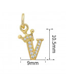 Letra "V"+Corona. Aleación+Zirconia. Baño 18K Gold. 11 milímetros. 5 mm arandela. 1 unidad. Letra "V"+Corona. Aleación+Zirconia. Baño 18K Gold. 11 milímetros. 5 mm arandela. 1 unidad.