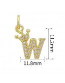 Letra "W"+Corona. Aleación+Zirconia. Baño 18K Gold. 11 milímetros. 5 mm arandela. 1 unidad. Letra "W"+Corona. Aleación+Zirconia. Baño 18K Gold. 11 milímetros. 5 mm arandela. 1 unidad.
