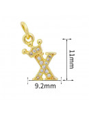 Letra "X"+Corona. Aleación+Zirconia. Baño 18K Gold. 11 milímetros. 5 mm arandela. 1 unidad. Letra "X"+Corona. Aleación+Zirconia. Baño 18K Gold. 11 milímetros. 5 mm arandela. 1 unidad.