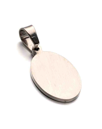 Virgen Guadalupe. Acero inoxidable. Color plateado. 21x13x1,5 mm. 4x6 mm de cierre. 1 ud.