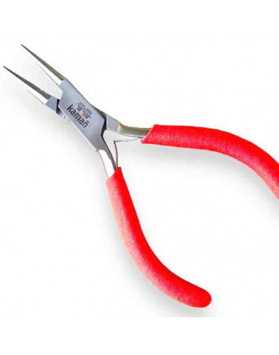 Pinza punta redonda. KAMAÑ. Acero inoxidable. 130 milímetros largo. 25 mm punta, 1 unidad.