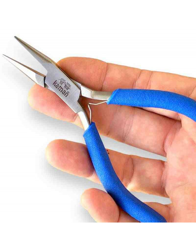 Pinza media caña. KAMAÑ. Acero inoxidable. 130 milímetros largo. 25 mm punta. 1 unidad.