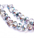Rondelle faceteado. 8x6 milímetros. RAINBOW PLATED. 1 milímetro perforación. 70 uds hilo aprox.
