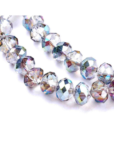 Rondelle faceteado. 8x6 milímetros. RAINBOW PLATED. 1 milímetro perforación. 70 uds hilo aprox.