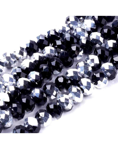 Rondelle faceteado. 8x6 milímetros. BLACK TONES PLATED. 1 mm perforación. 70 uds hilo (aproximado).