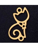 Gato. Acero inoxidable. Color dorado. 16x9x1 milímetros. 1,4 mm perforación. 1 unidad.