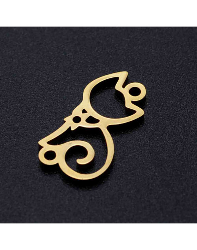 Gato. Acero inoxidable. Color dorado. 16x9x1 milímetros. 1,4 mm perforación. 1 unidad.
