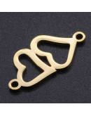 Corazón (2). Acero inoxidable. Color dorado. 19x9x1 milímetros. 1,4 mm perforación. 1 unidad.