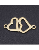 Corazón (2). Acero inoxidable. Color dorado. 19x9x1 milímetros. 1,4 mm perforación. 1 unidad.