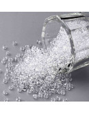 Chaquira. Cristal. CLEAR. 2 milímetros. 1 milímetro perforación. 40 gramos (2600 uds aprox).