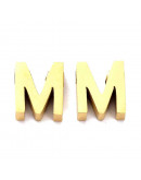Letra "M". Acero inoxidable. Color dorado. 8x2.5 milímetros. 2 mm perforación. 1 unidad. Letra "M". Acero inoxidable. Color dorado. 8x2.5 milímetros. 2 mm perforación. 1 unidad.