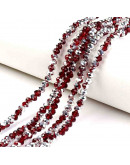 Rondelle faceteado. 8x6 milímetros. RED WINE PLATED. 1 milímetro perforación. 70 uds hilo (aprox).