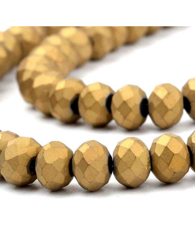 Rondelle faceteado. 4x3 milímetros. GOLDENROD FROST. 1 mm perforación. 150 uds hilo (aprox).