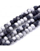 Rondelle faceteado. 4x3 milímetros. BLACK TONES FROST. 1 mm perforación. 150 uds hilo (aprox).