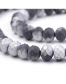 Rondelle faceteado. 4x3 milímetros. BLACK TONES FROST. 1 mm perforación. 150 uds hilo (aprox).