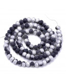 Rondelle faceteado. 4x3 milímetros. BLACK TONES FROST. 1 mm perforación. 150 uds hilo (aprox).