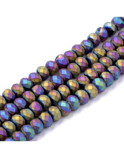 Rondelle faceteado. 4x3 milímetros. COLORFUL FROST. 1 mm perforación. 150 uds hilo (aprox).