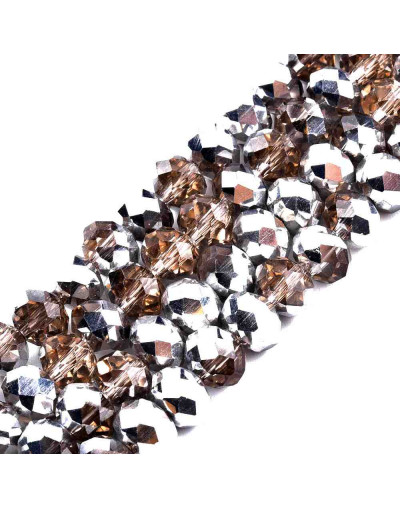 Rondelle faceteado. 8x6 milímetros. TAN PLATED. 1 mm perforación. 70 uds hilo (aproximado).