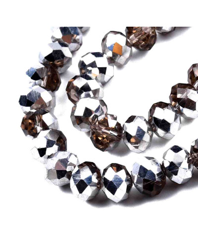 Rondelle faceteado. 8x6 milímetros. TAN PLATED. 1 mm perforación. 70 uds hilo (aproximado).