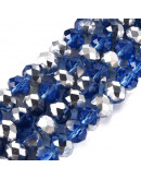 Rondelle faceteado. 8x6 milímetros. MEDIUM BLUE PLATED. 1 mm perforación. 70 uds hilo (aproximado).