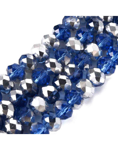 Rondelle faceteado. 8x6 milímetros. MEDIUM BLUE PLATED. 1 mm perforación. 70 uds hilo (aproximado).