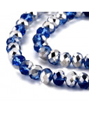 Rondelle faceteado. 8x6 milímetros. MEDIUM BLUE PLATED. 1 mm perforación. 70 uds hilo (aproximado).