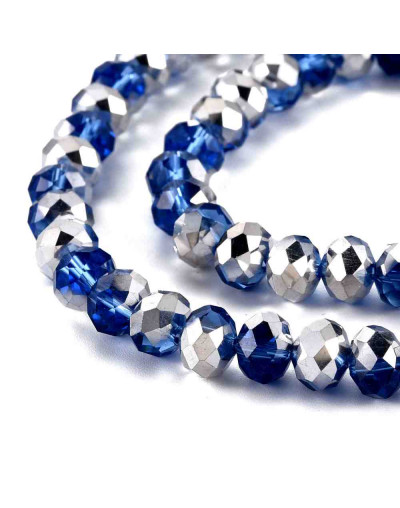 Rondelle faceteado. 8x6 milímetros. MEDIUM BLUE PLATED. 1 mm perforación. 70 uds hilo (aproximado).