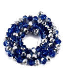 Rondelle faceteado. 8x6 milímetros. MEDIUM BLUE PLATED. 1 mm perforación. 70 uds hilo (aproximado).