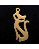 Gato (2). Acero inoxidable. Color dorado. 23x10x1 milímetros. 1,4 mm agujero. 1 unidad. Gato (2). Acero inoxidable. Color dorado. 23x10x1 milímetros. 1,4 mm agujero. 1 unidad.