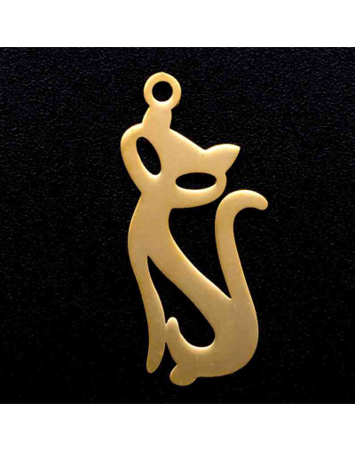 Gato (2). Acero inoxidable. Color dorado. 23x10x1 milímetros. 1,4 mm agujero. 1 unidad.