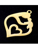 Madre+Niño+Corazón. Acero inoxidable. Color dorado. 24x17x1 mm. 1,5 mm agujero. 1 unidad. Madre+Niño+Corazón. Acero inoxidable. Color dorado. 24x17x1 mm. 1,5 mm agujero. 1 unidad.