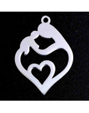 Madre+Niño+Corazón. Acero inoxidable. Color plateado. 24x17x1 mm. 1,5 mm agujero. 1 unidad. Madre+Niño+Corazón. Acero inoxidable. Color plateado. 24x17x1 mm. 1,5 mm agujero. 1 unidad.