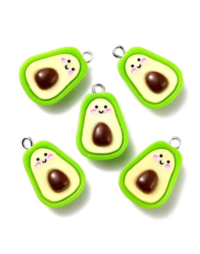 Aguacate. Resina+Aleación de cobre. Color plateado. 25x17x8 milímetros. 2 mm perforación. 2 uds.