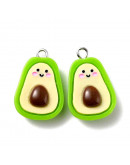 Aguacate. Resina+Aleación de cobre. Color plateado. 25x17x8 milímetros. 2 mm perforación. 2 uds.