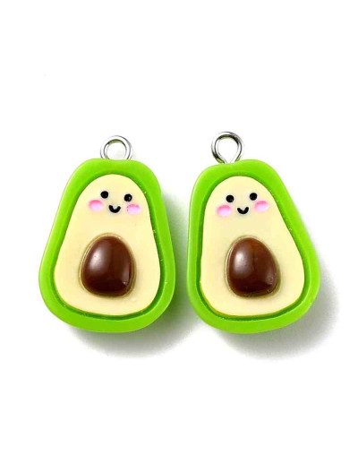 Aguacate. Resina+Aleación de cobre. Color plateado. 25x17x8 milímetros. 2 mm perforación. 2 uds.