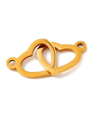 Corazón (5). Acero inoxidable. Color dorado. 12x20x1 milímetros. 1,6 mm perforación. 1 unidad.
