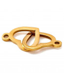 Corazón (5). Acero inoxidable. Color dorado. 12x20x1 milímetros. 1,6 mm perforación. 1 unidad.