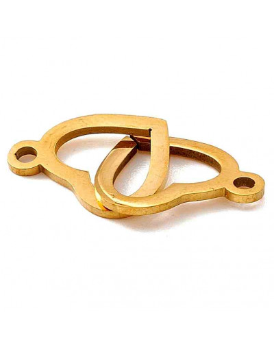 Corazón (5). Acero inoxidable. Color dorado. 12x20x1 milímetros. 1,6 mm perforación. 1 unidad.