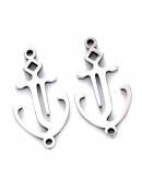 Ancla. Acero inoxidable. Color plateado. 21x11x1 milímetros. 1,2 mm perforación. 1 unidad.