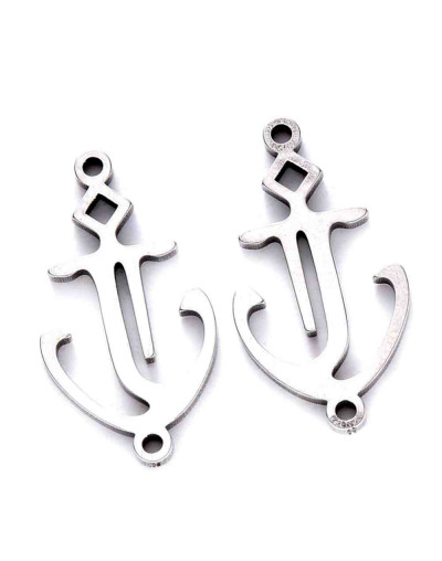Ancla. Acero inoxidable. Color plateado. 21x11x1 milímetros. 1,2 mm perforación. 1 unidad.